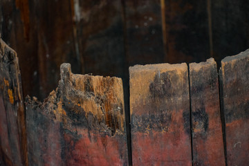 Inside the old wooden barrel