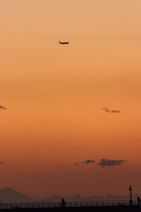 Sunset on the coast of Chiba prefecture / Sunset viewed from Kamigawa-hama in Chiba-city, Chiba Prefecture,Japan