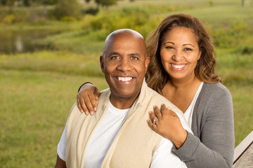 Happy mixed race couple.