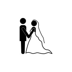 silhouette of the bride and groom icon. Lovers icon. Wedding element icon. Premium quality graphic design. Signs, symbols collection icon for websites, web design, mobile app