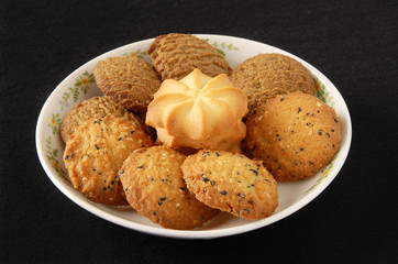 Cookies on a black background    