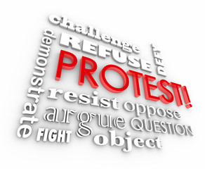 Protest Demonstrate Fight Object Word Collage 3d Illustration