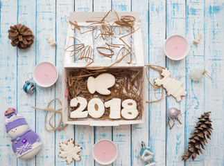 Gingerbread in a package on an old table in the French style
