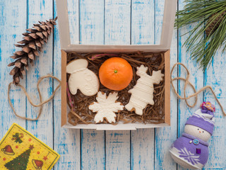 Gingerbread in a package on an old table in the French style