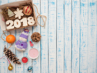 Gingerbread in a package on an old table in the French style