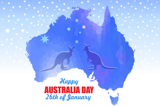 Map of Australia with a silhouette of kangaroos