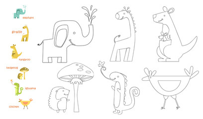 Kids coloring page - set