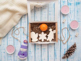 Gingerbread in a package on an old table in the French style