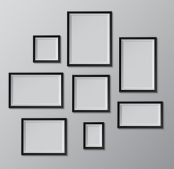 Set of black photo frames