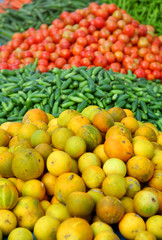 Different vegetables in the market up for sale