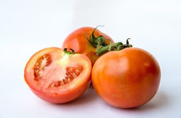 Tomato on white background