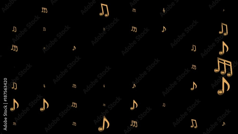 Poster gold notes appear and disappear. musical background. seamless loop.
