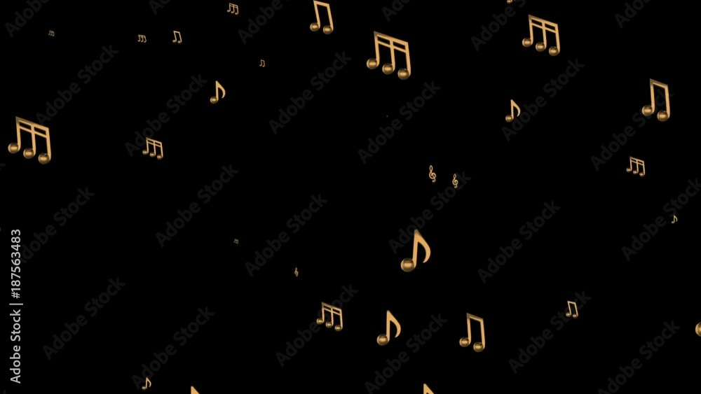 Poster gold notes appear and disappear and fly. musical background. seamless loop.