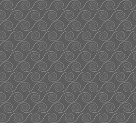 abstract spirals. vector seamless pattern. gray background