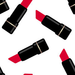 Fototapeta na wymiar Seamless abstract pattern with lipsticks on white