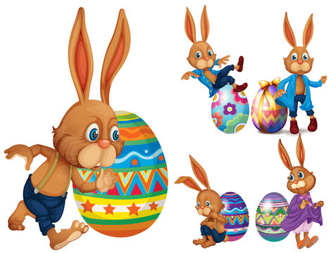 Brown rabbits and easter eggs