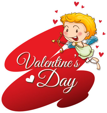 Velentine card template with cute cupid