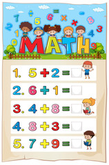 Addition worksheet template for young children