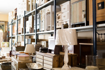 Wide range of vintage furniture in shop