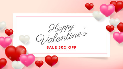 Valentines day sale background with flower rose and heart vector, wallpaper, flyers, invitation, posters, brochure, banners