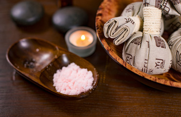 spa set on wooden table