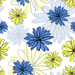 Vector seamless pattern with flowers