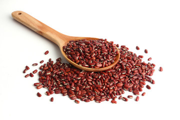 Red bean paste in a wooden spoon