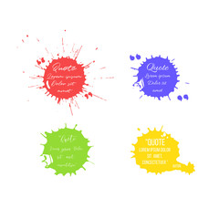 Quotes in blots. Vector different color blots with quote templates.