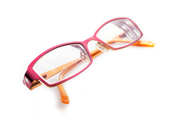 Eyeglasses on white background with soft focus