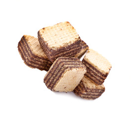 wafer chocolate dessert on white background