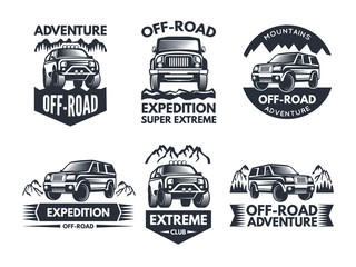 Off road symbols. Labels with 4x4 truck. Logos or labels with suv cars © ONYXprj
