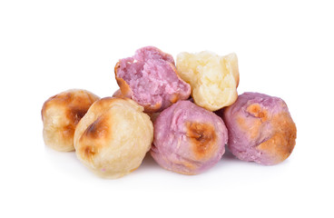 Roasted Sweet Potato ball (Thai Dessert) on white background