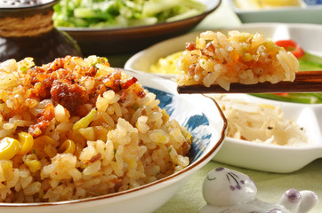 Close-up of typical Chinese fried rice      