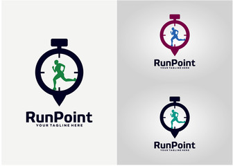 Fototapeta na wymiar Run Point Logo Template Design Vector, Emblem, Design Concept, Creative Symbol, Icon