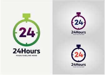 24 Hours Logo Template Design Vector, Emblem, Design Concept, Creative Symbol, Icon