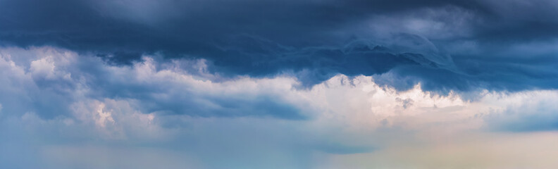 dark dramatic clouds. background panorama of a stormy sky