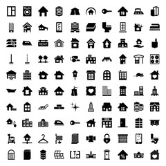 House icons. set of 100 editable filled house icons