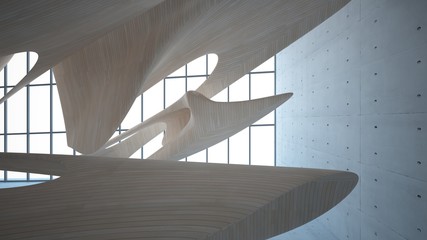 Fototapeta premium Empty dark abstract concrete and wood smooth interior. Architectural background. 3D illustration and rendering