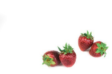 Red strawberry on white background