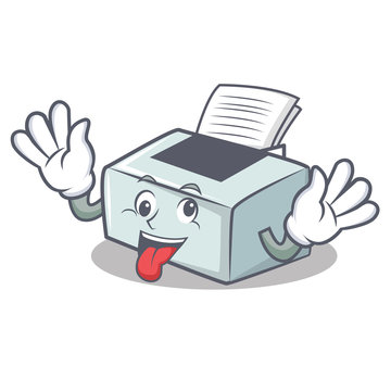 Crazy printer mascot cartoon style