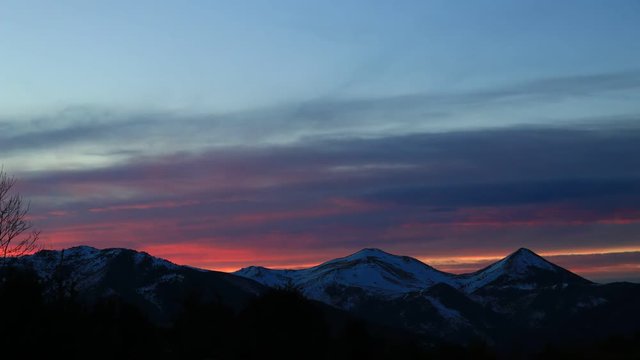 Pyrenean sunset in Ariege, Occitania in south of France
