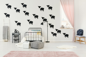 Bedroom with sheep wall stickers