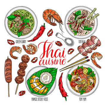 set of thai cuisine