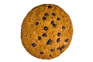 Chocolate chip cookie isolated on white background