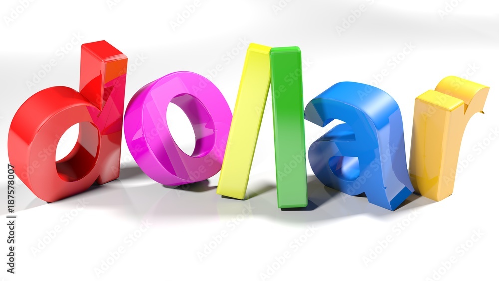 Aufkleber dollar colorful 3d write - 3d rendering