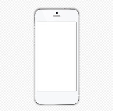 white smartphone on with a white screen on a transparent background