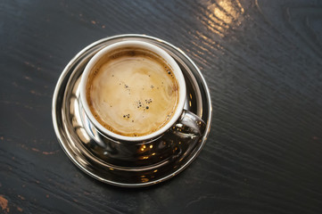 coffee cup with space on the wooden table