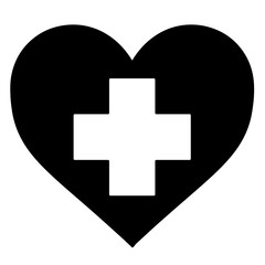 Medical heart black vector icon