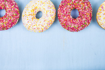 Multicolored donuts close-up