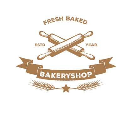 vintage bakery pastry logo design set